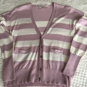 Loft lilac and ivory cardigan